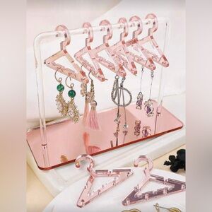 Pink Acrylic Jewelry Organizer with Hangers